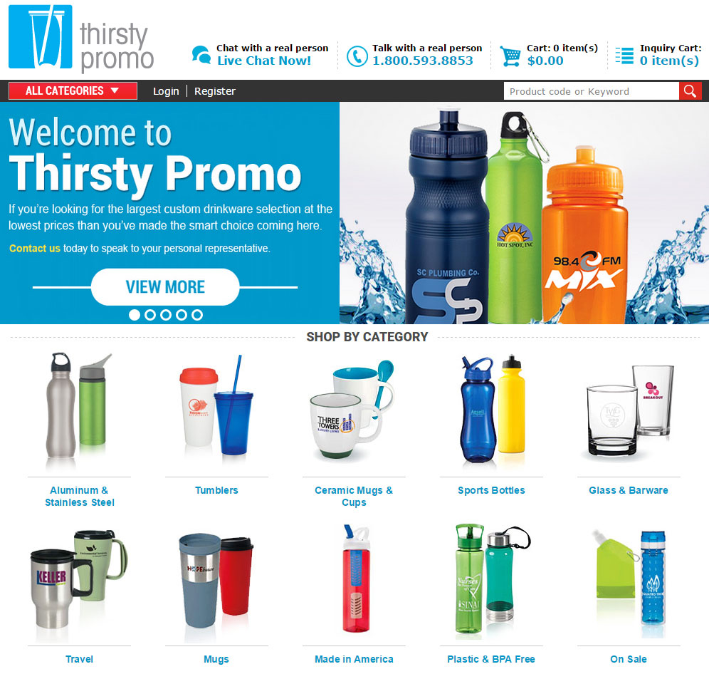 Thirsty Promo eCommerce Division site